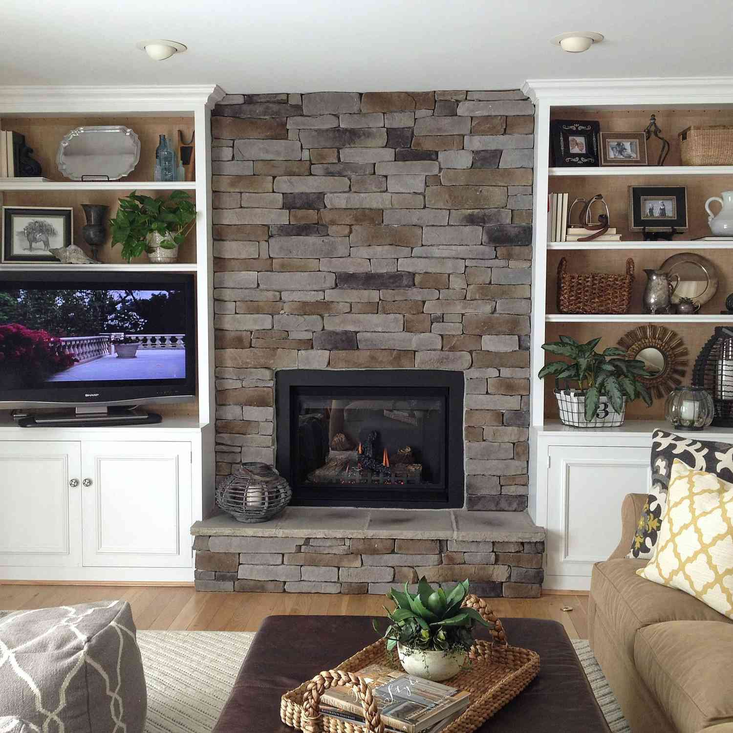 Stacked Stone Fireplace, Building A Natural Stone Fireplace