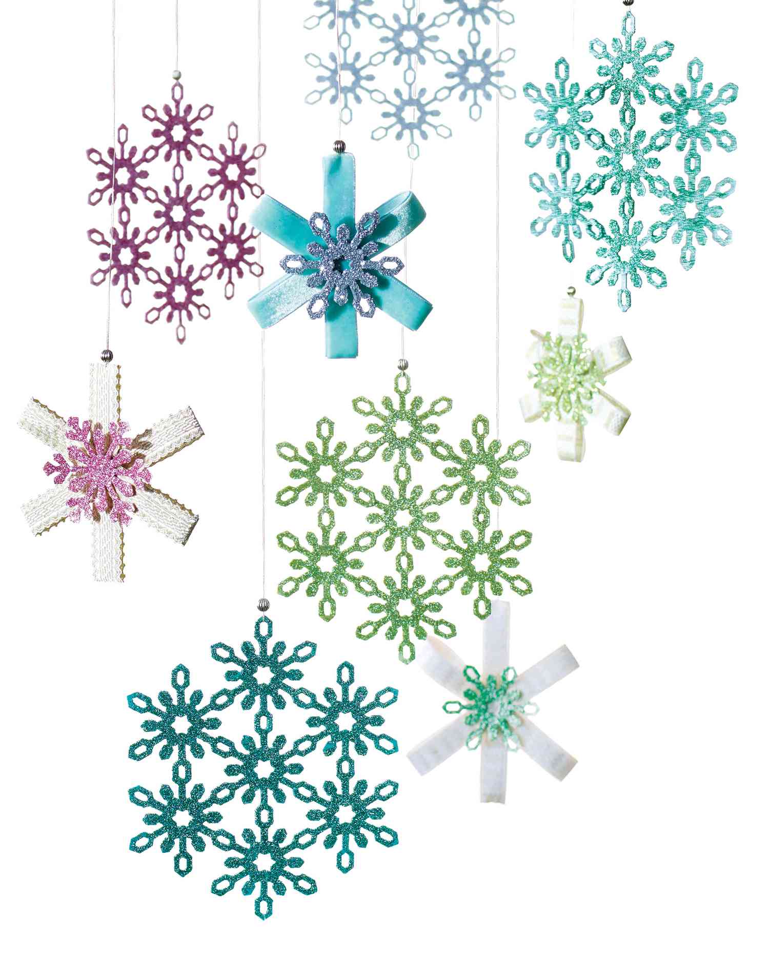 White Glitter Snowflake Xmas Tree Hanging Decor Christmas Ornaments Snow Flake 