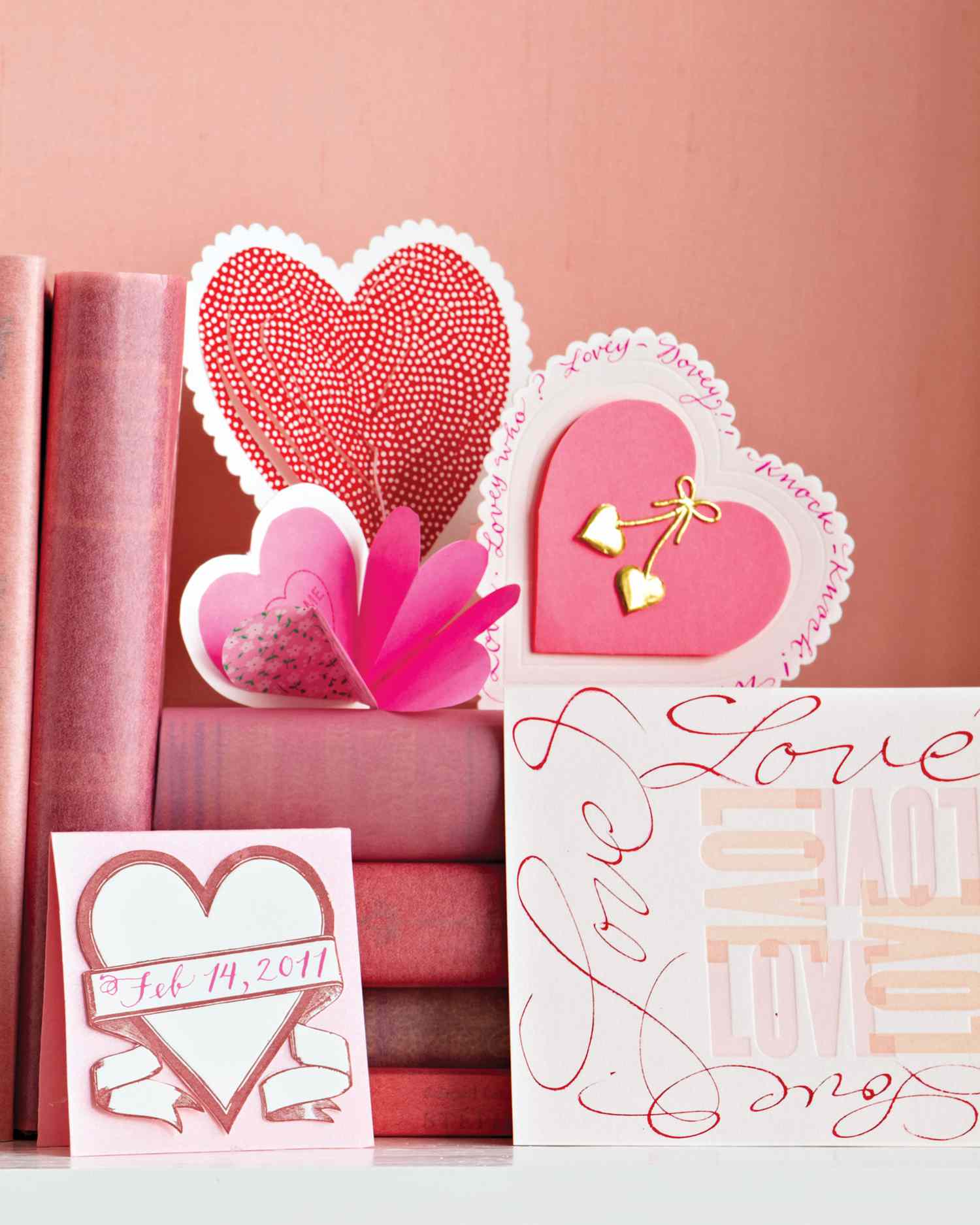 heart pink mini message card
