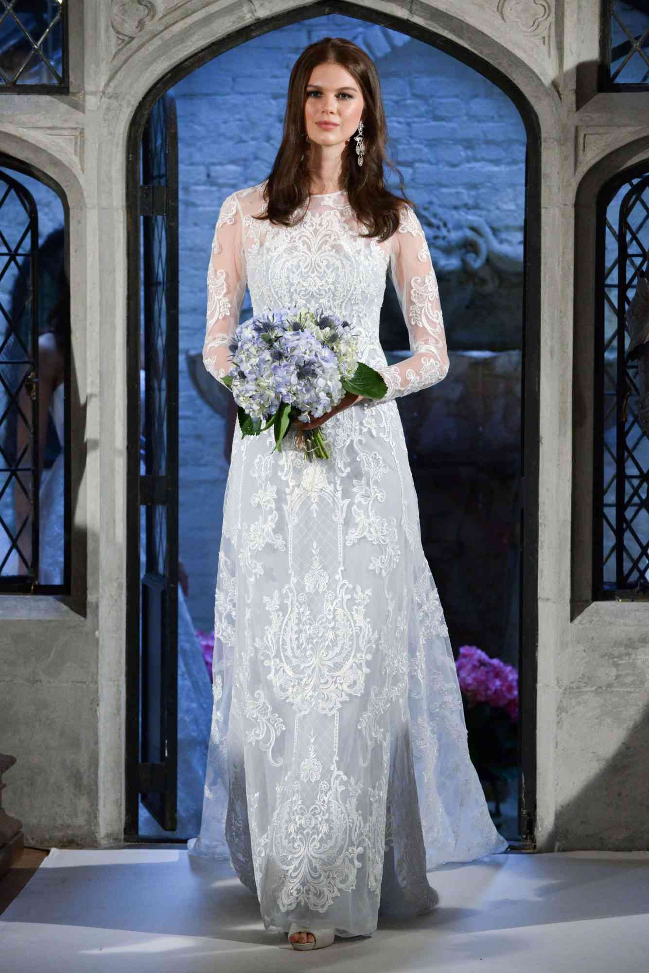oleg cassini tea length wedding dress with lace