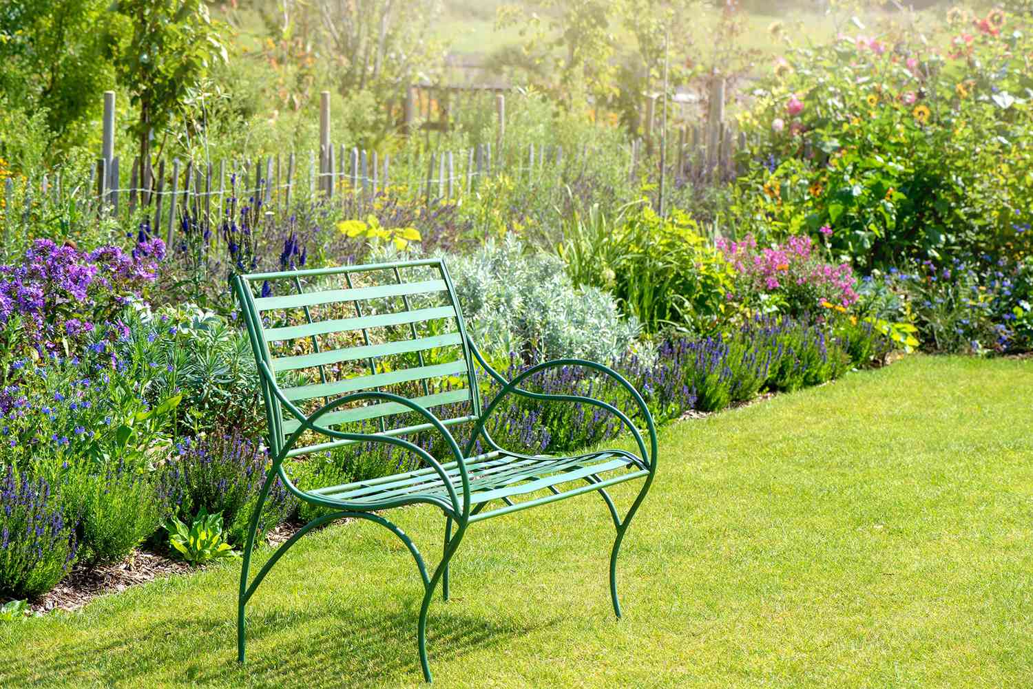 AXWT Garden bench aluminum cast green terrace seat,Green 