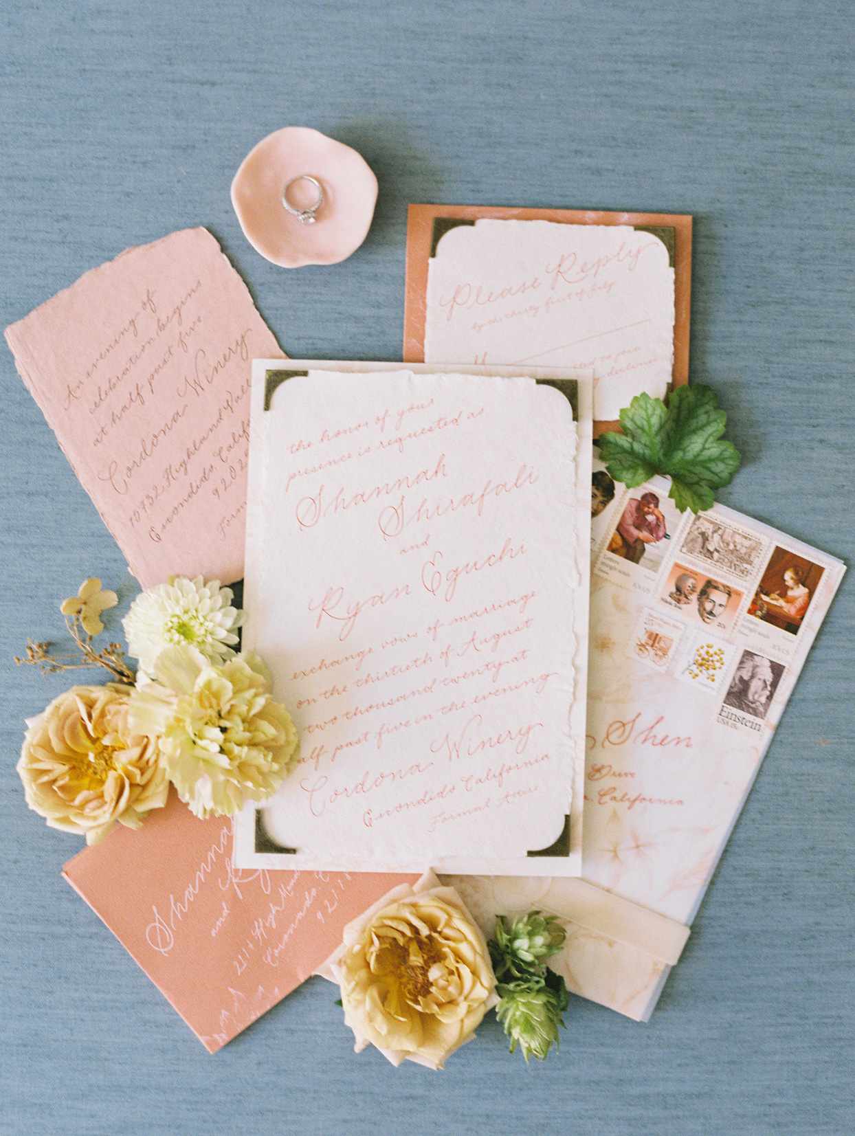 10 Wedding Invitations Day/Evening Floral Pastel 