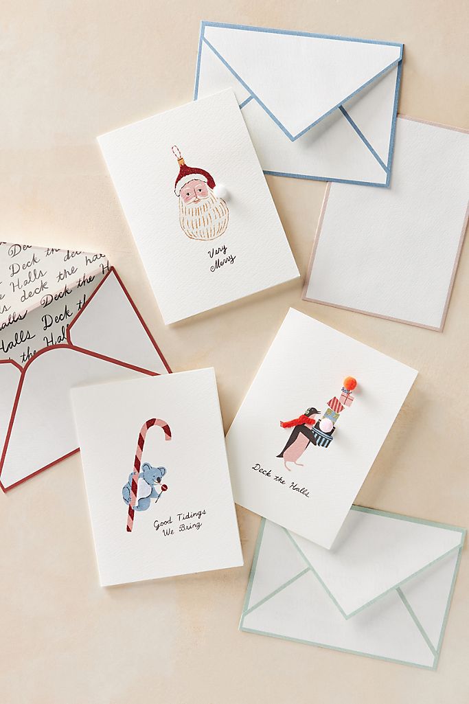 New Year Letterpress Greeting Card Holiday Christmas Egg Nog Boxed Set of 6 Gift