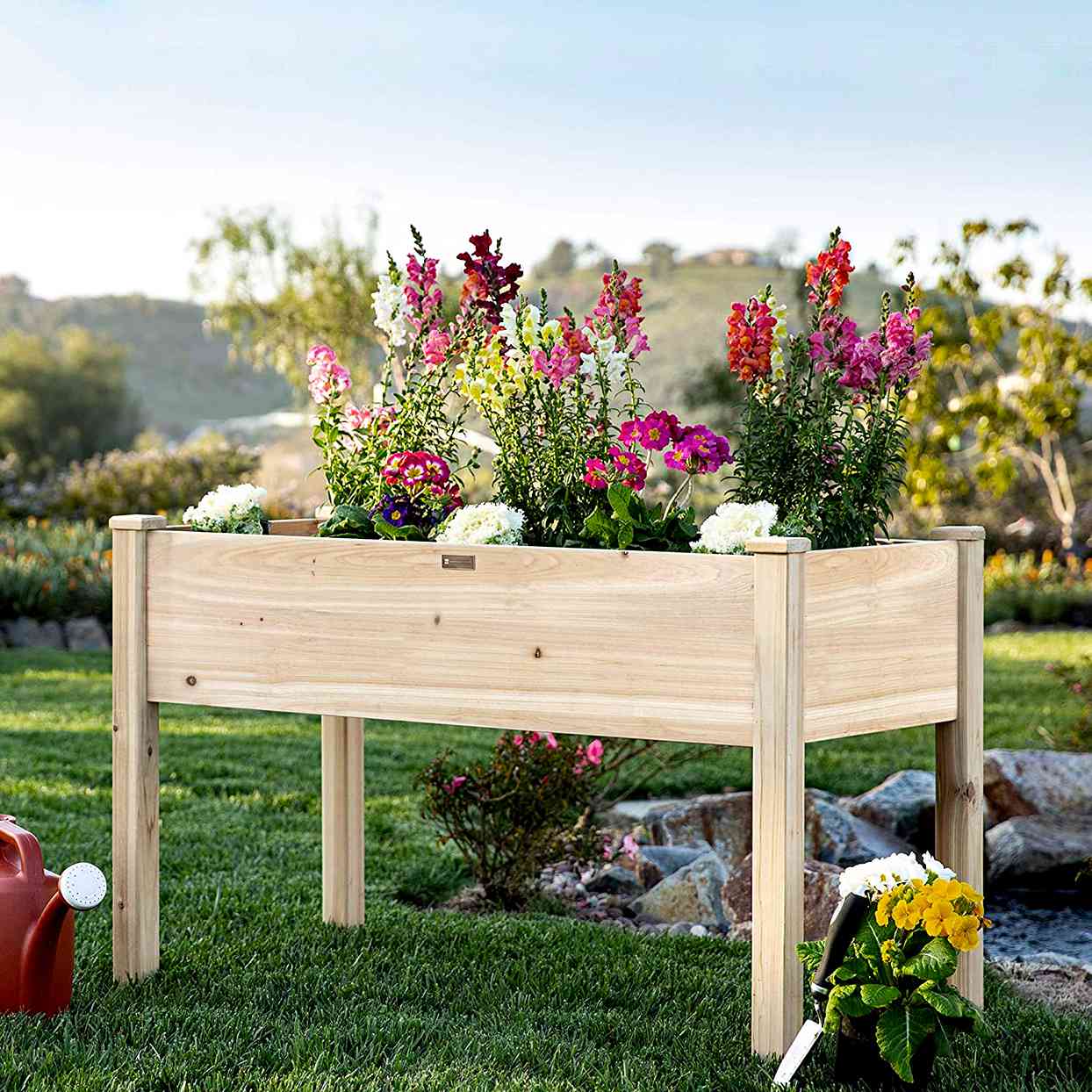 Outdoor Garden Fir Wood Raised Bed Planter Stand Flower Yard Landscape Box New 