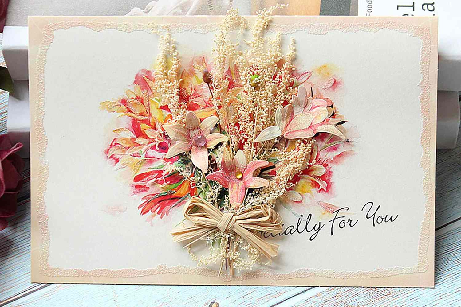 Milczący Greetings Card with Envelope Floral Wreath Milczacy Cards For Her Birthday Gifts for Mum Polish Flowers Floral Mum