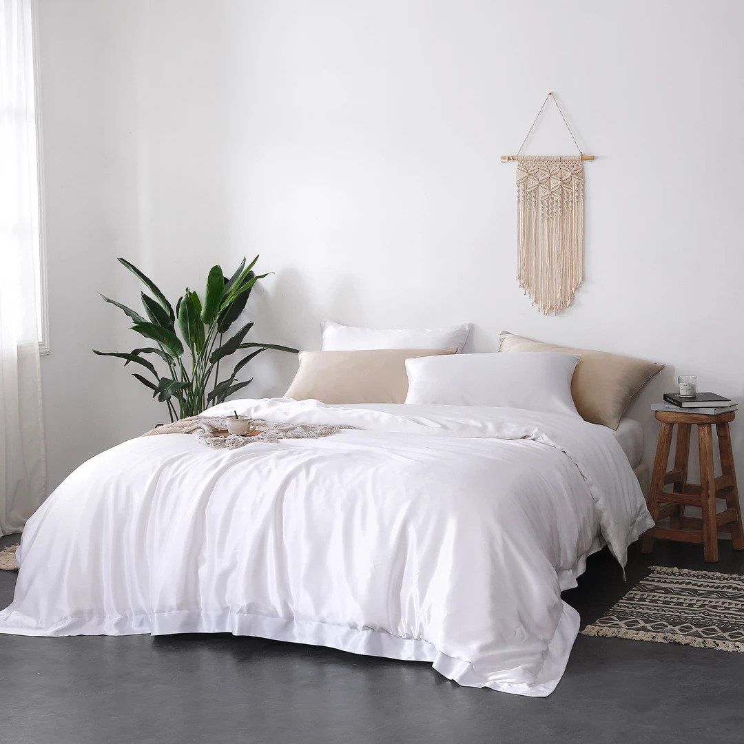 Home Bedsheet Queen Size Satin Sheet Set Classic Shiny Black Bedsheet Home Set 