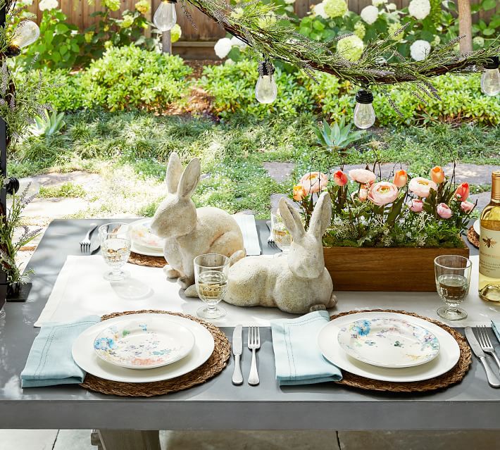 Gold Easter Bunny Rabbit Decoration Shatterproof Plastic 