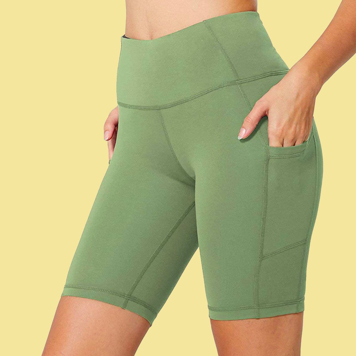 BALEAF Womens Yoga Workout Shorts 8 High Waist Running Compression Biker Shorts Tummy Control Side Pockets