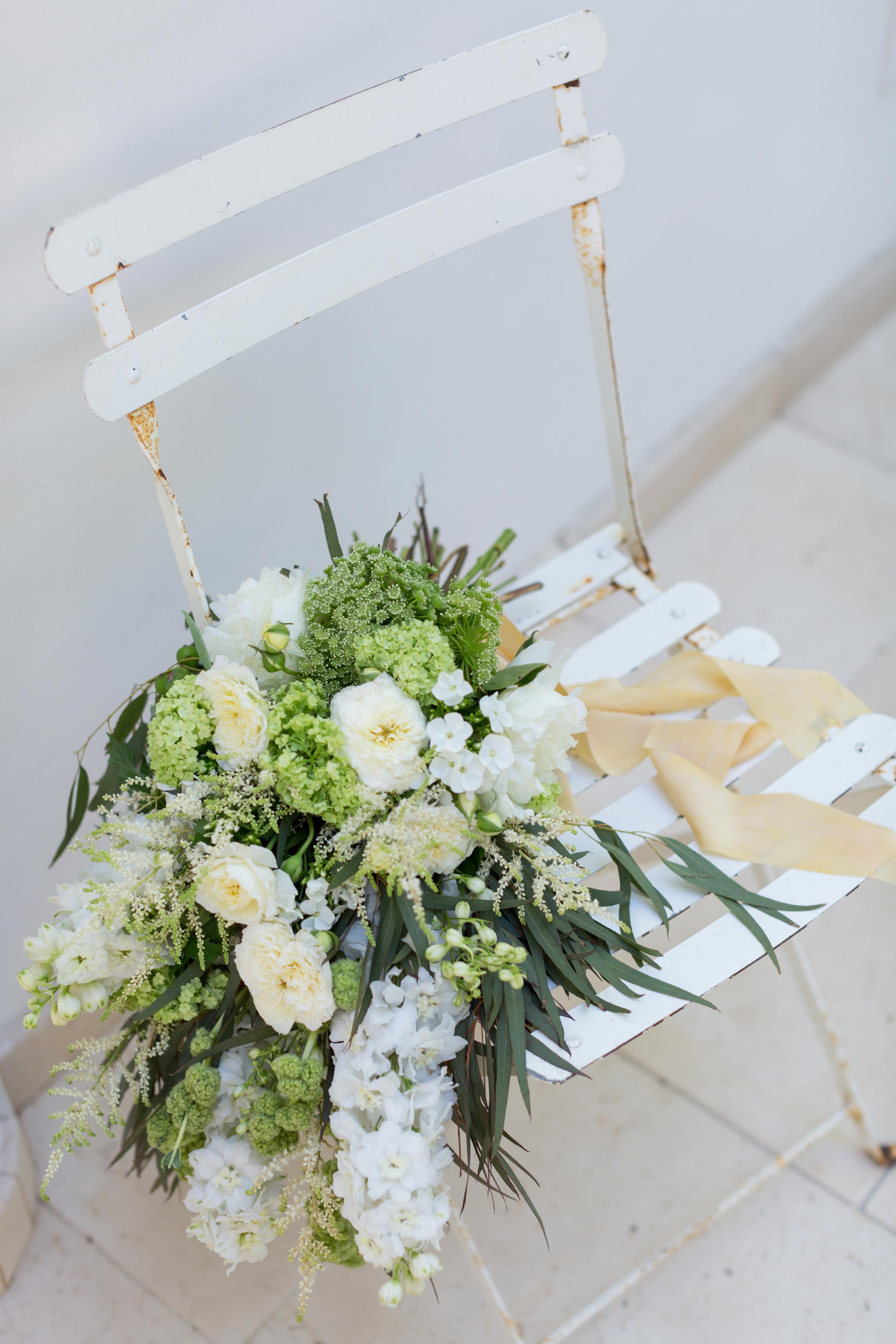 White Wedding Bouquets With Greenery