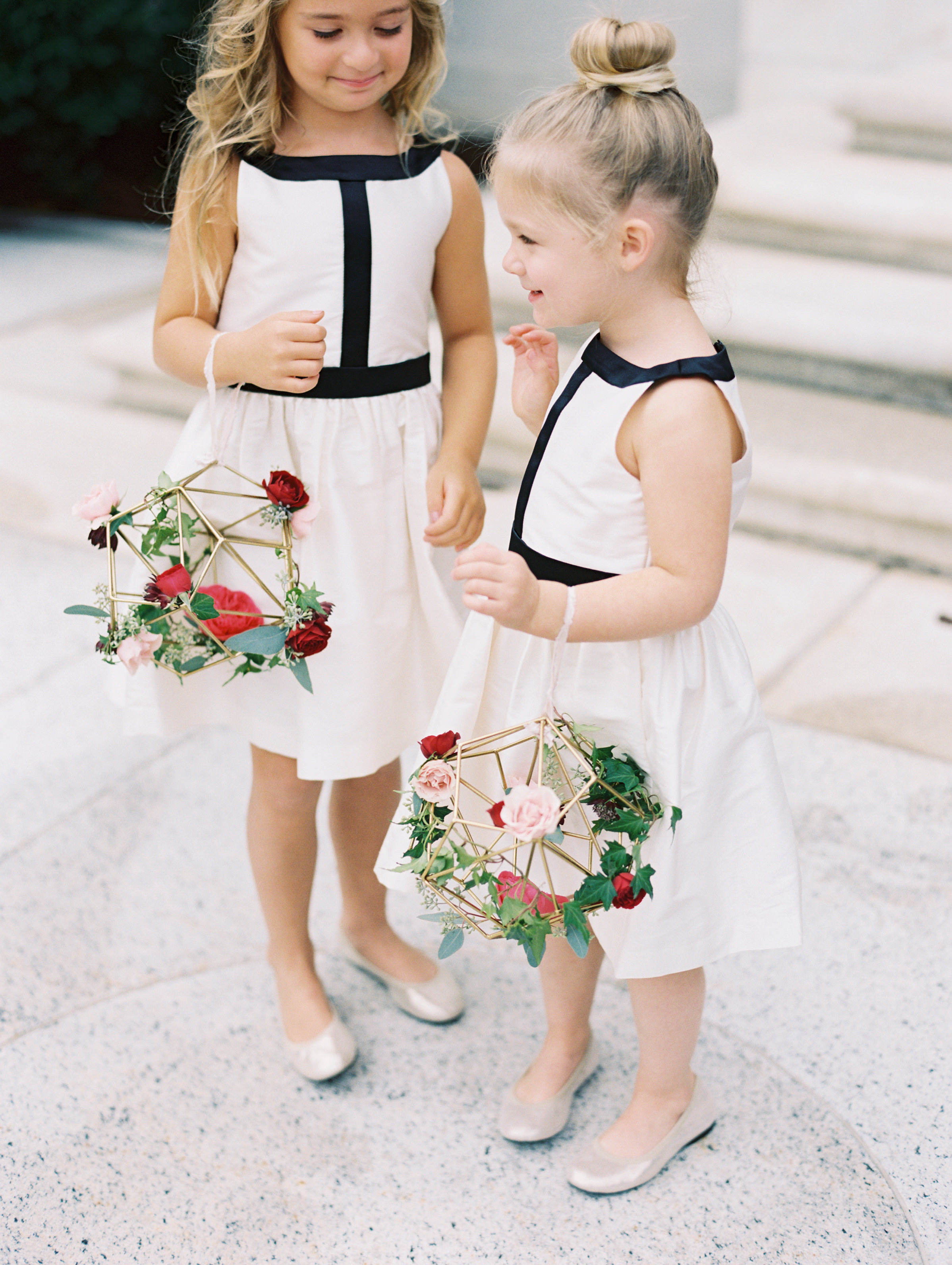 wedding party photos with flower girl