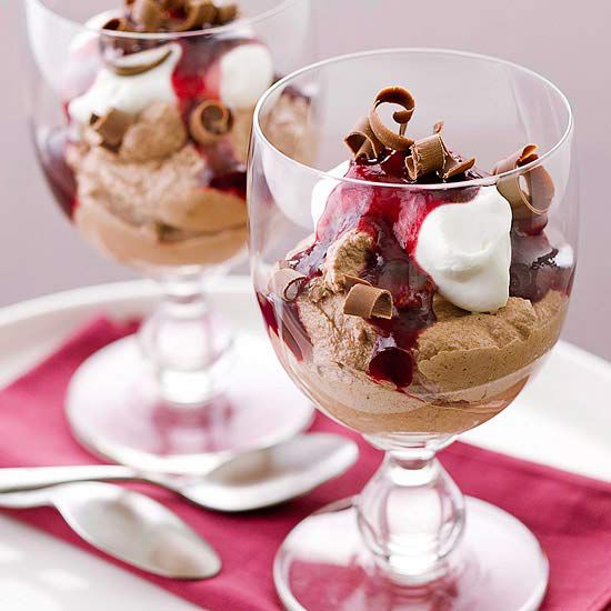 Chocolate desserts in a glass