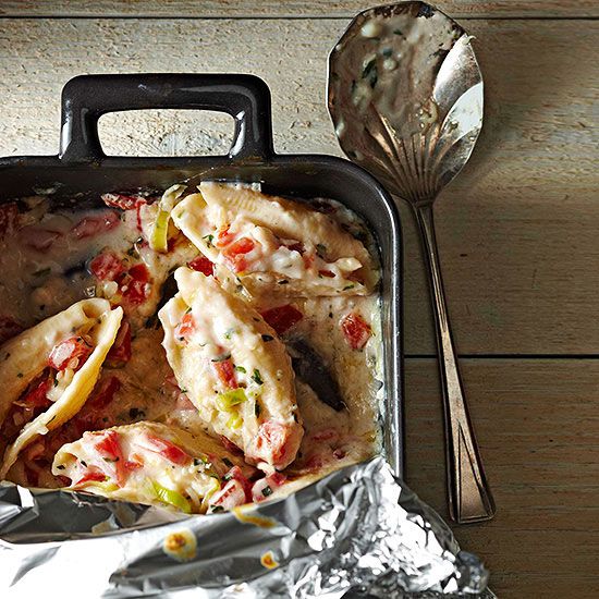 stuffed pasta shells crab dishes herb lemon sauce cream bhg recipes dinner filled