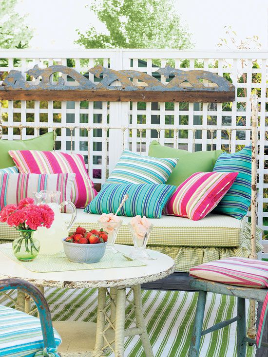 backyard colorful decorating patio outdoor stripes jaunty better
