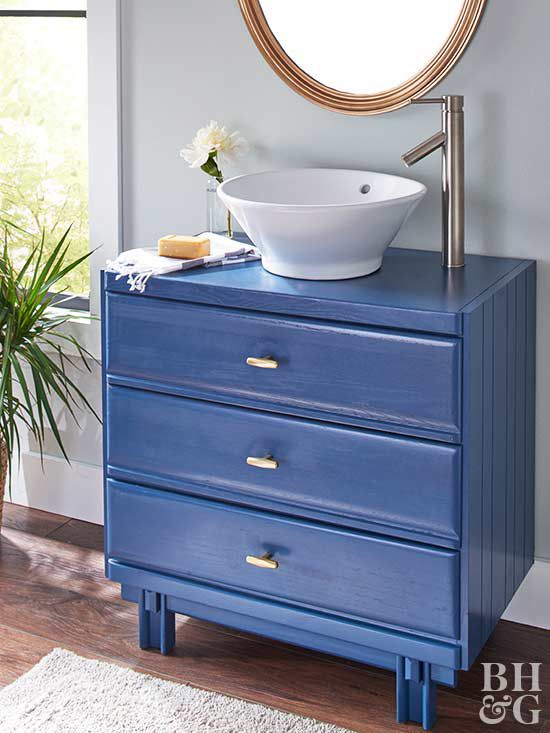 How To Turn An Old Dresser Into A Beautiful Bathroom Vanity Better Homes Gardens - Turn Old Furniture Into Bathroom Vanity