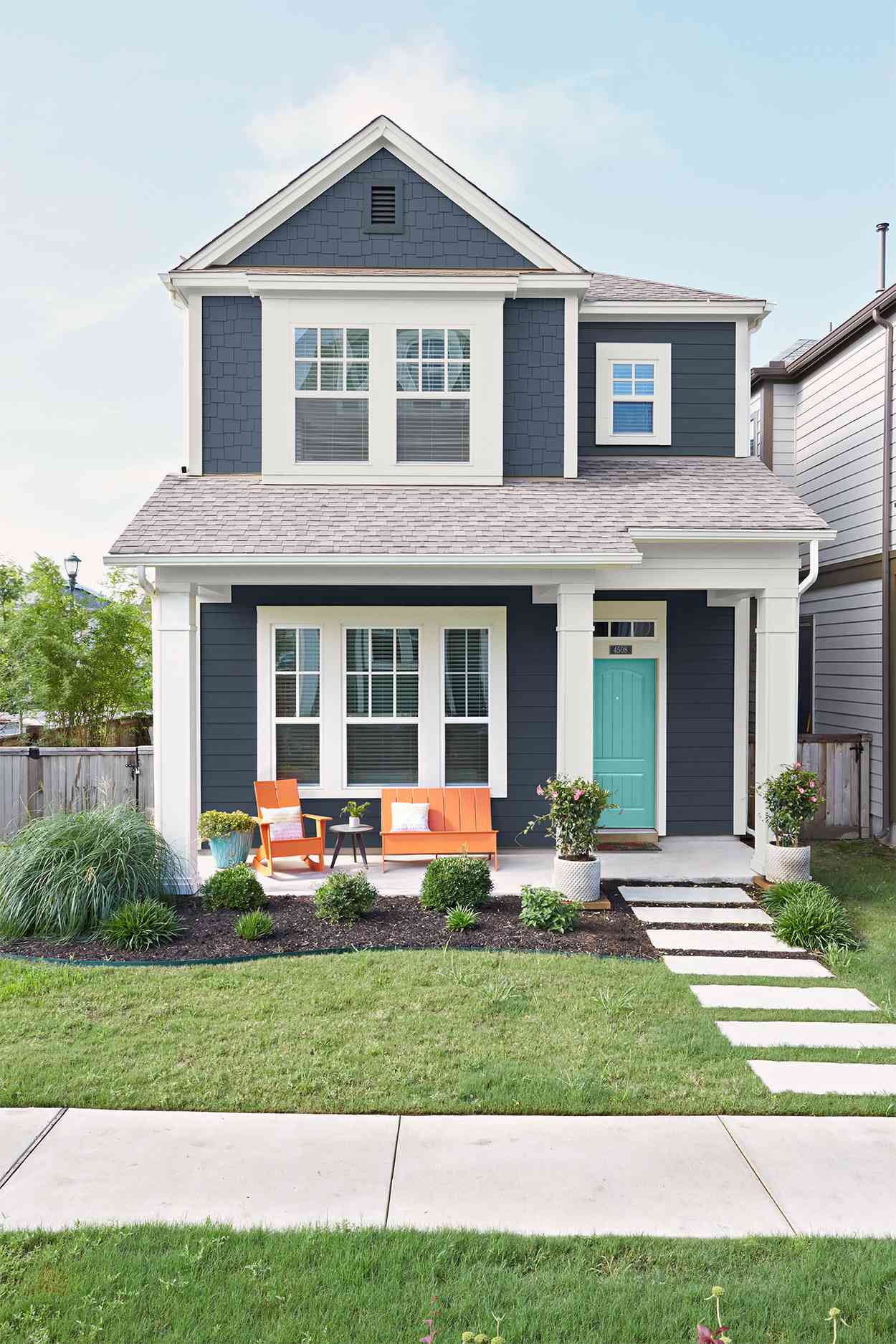 Navy Blue House With White Trim
