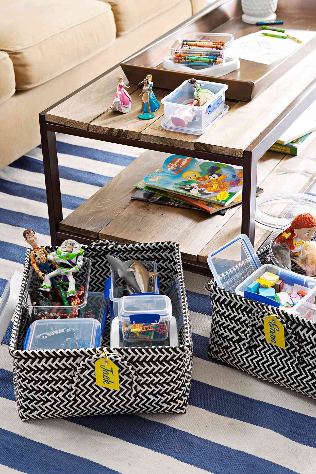 Set Of 4 Kids Toys LARGE Storage Bins Basket Storage Closet Under Bed Organizer 