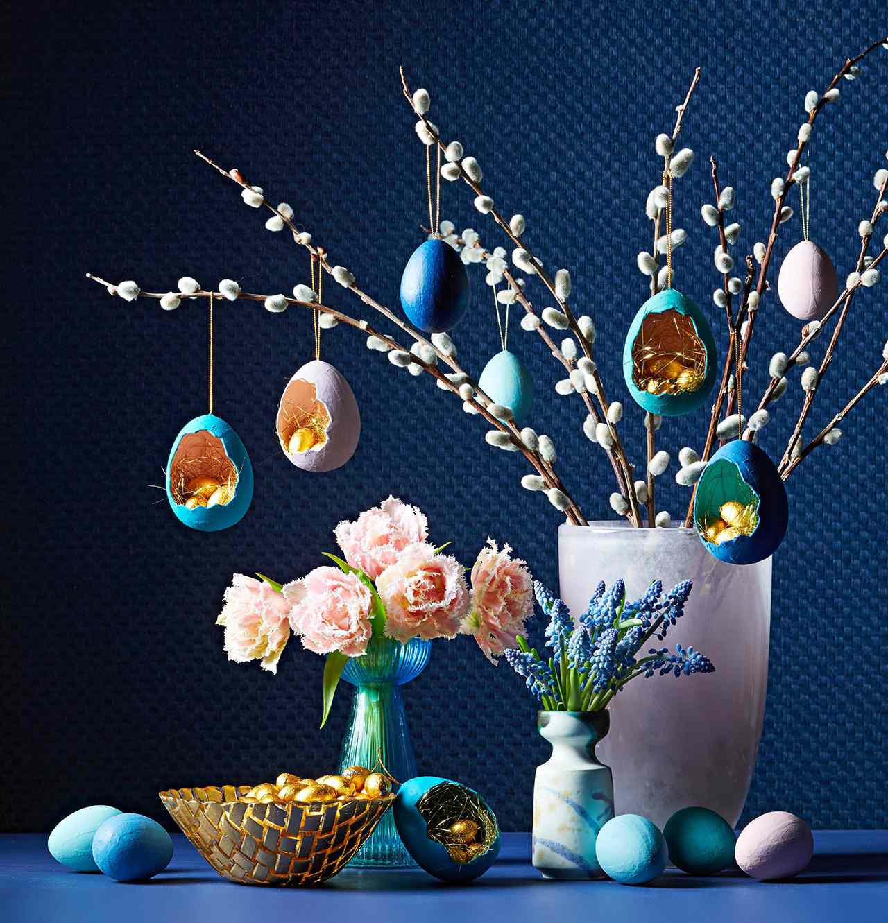 Eggs made of pearls for hanging Easter spring decoration