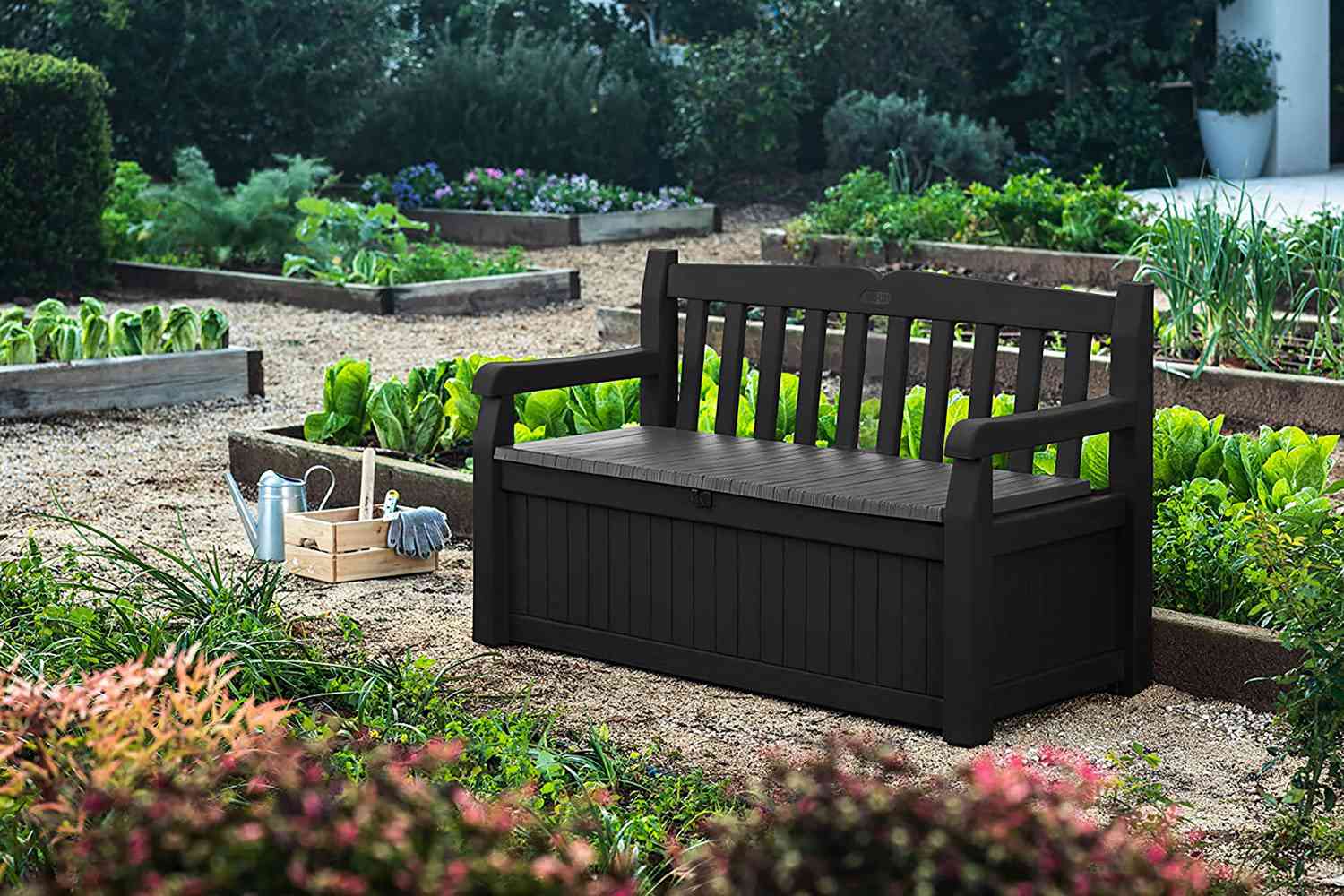 Outdoor Storage Bench Patio Box 70 Gallon Garden Deck Patio Pool Yard Furniture 