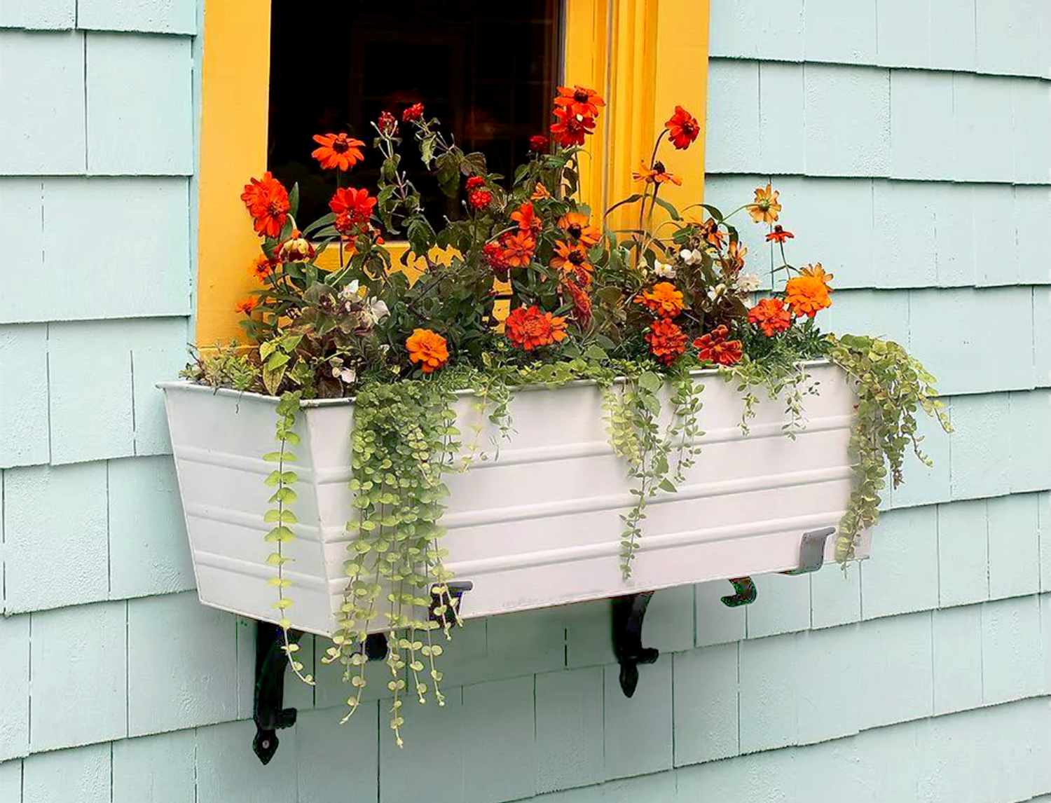 White Window Box Planter Pot Garden Flower Herb Self Watering Outdoor Box 6 ft 