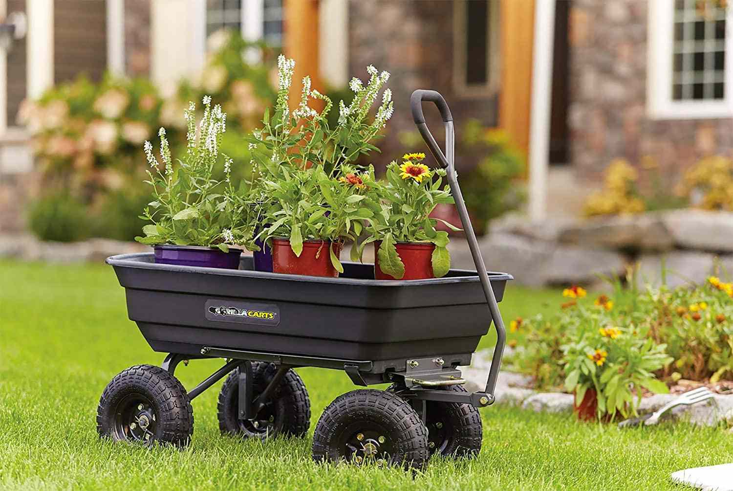 Brow 2-Wheel Resin Multi-Purpose Cart with Handle 15.5 Gallon Cart for Garden 