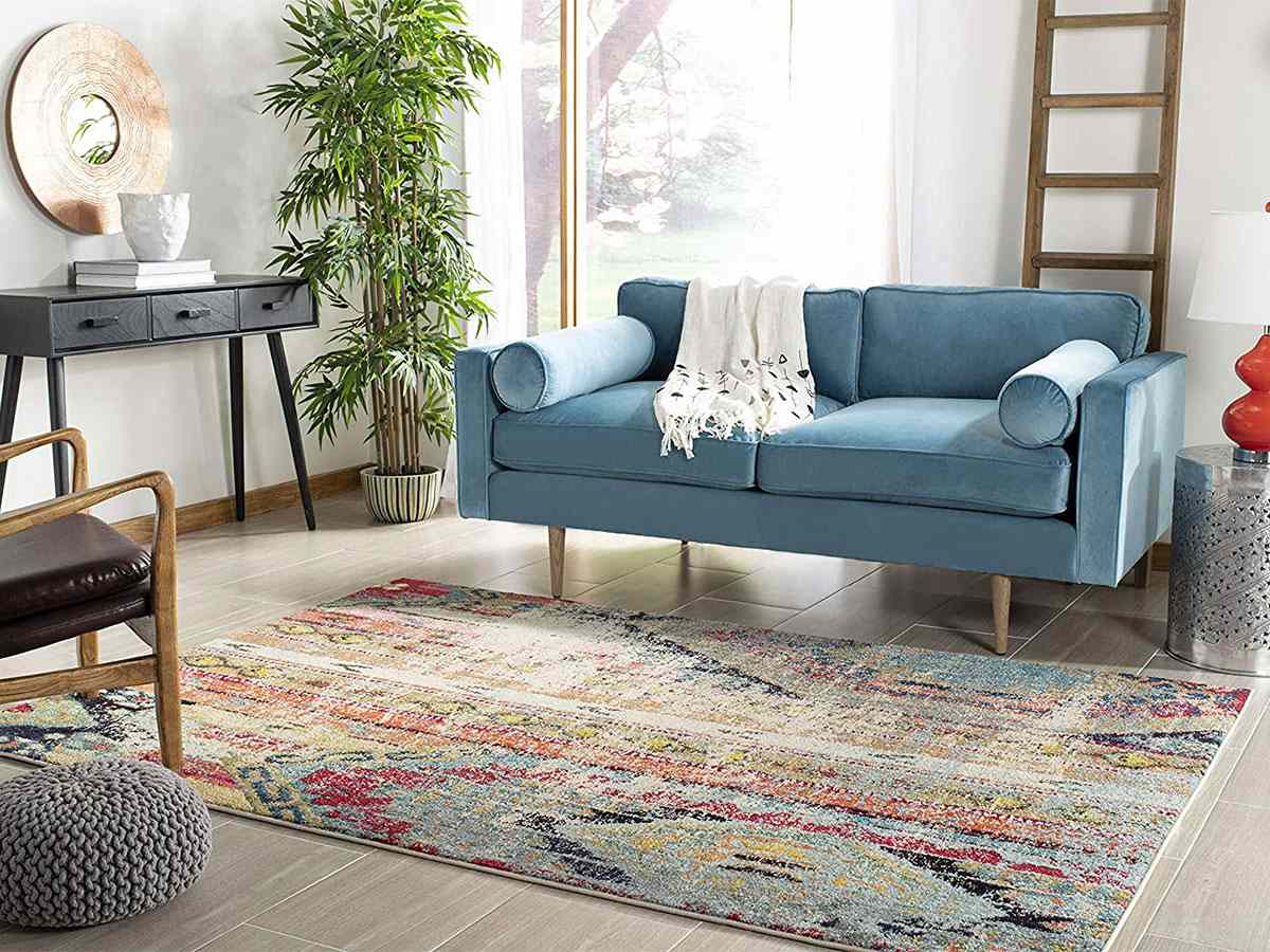 Rainbow Colorful Area Rug Abstract Carpet for Living Room Modern Rug Home Decor 