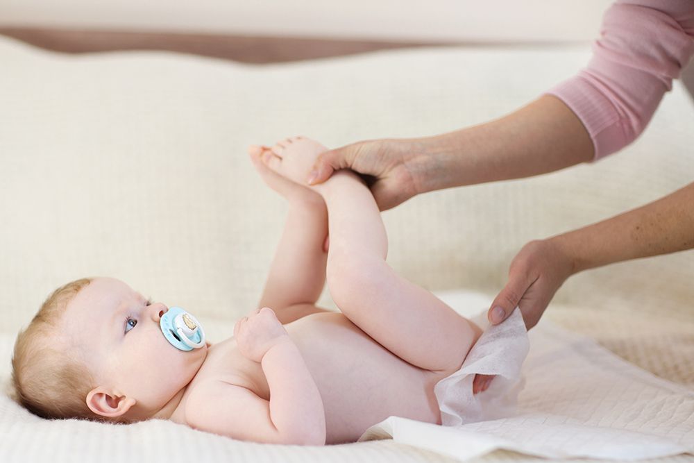 diapering a baby