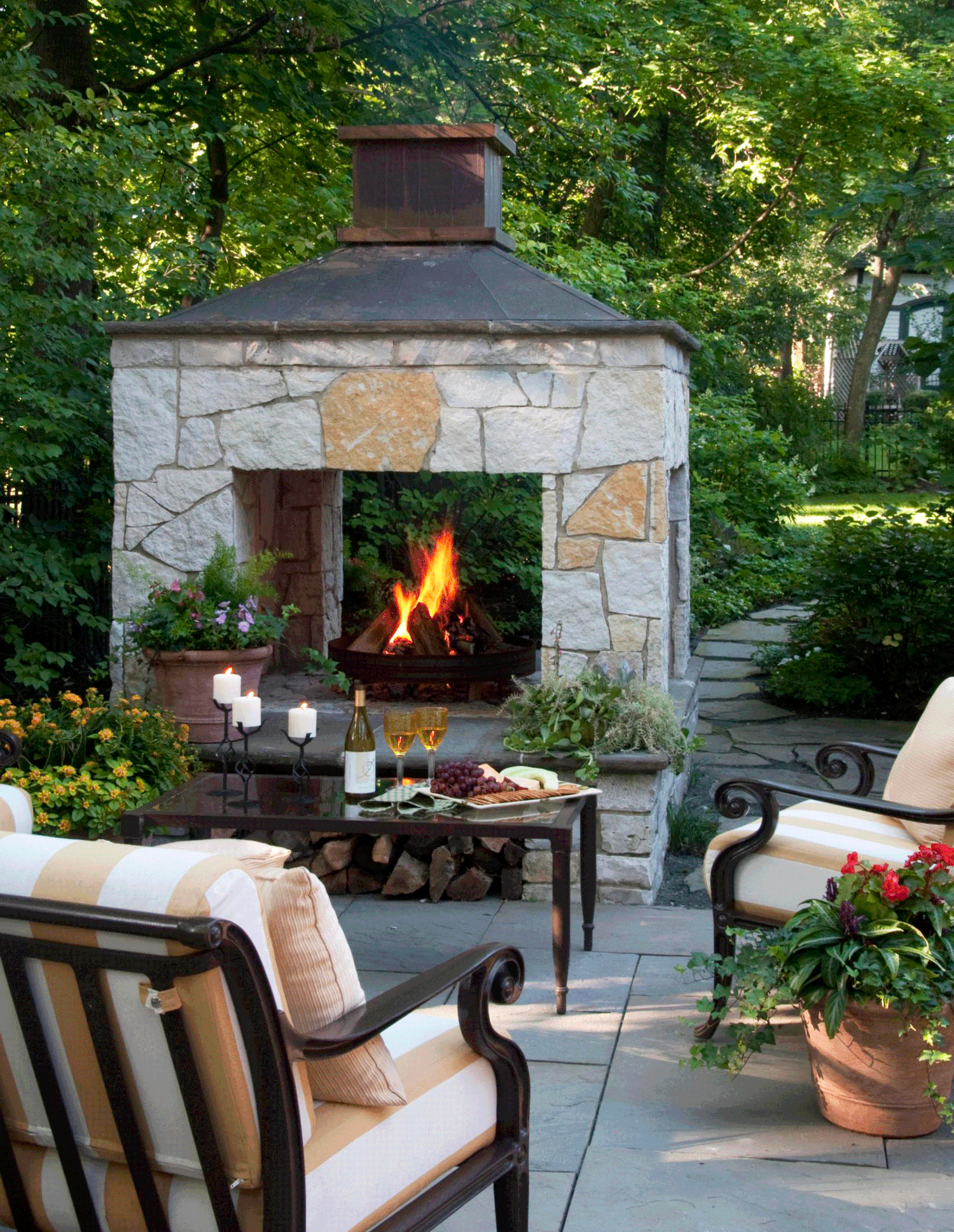 20 Outdoor Fireplace Ideas Midwest Living, Outdoor Stone Fireplace Ideas