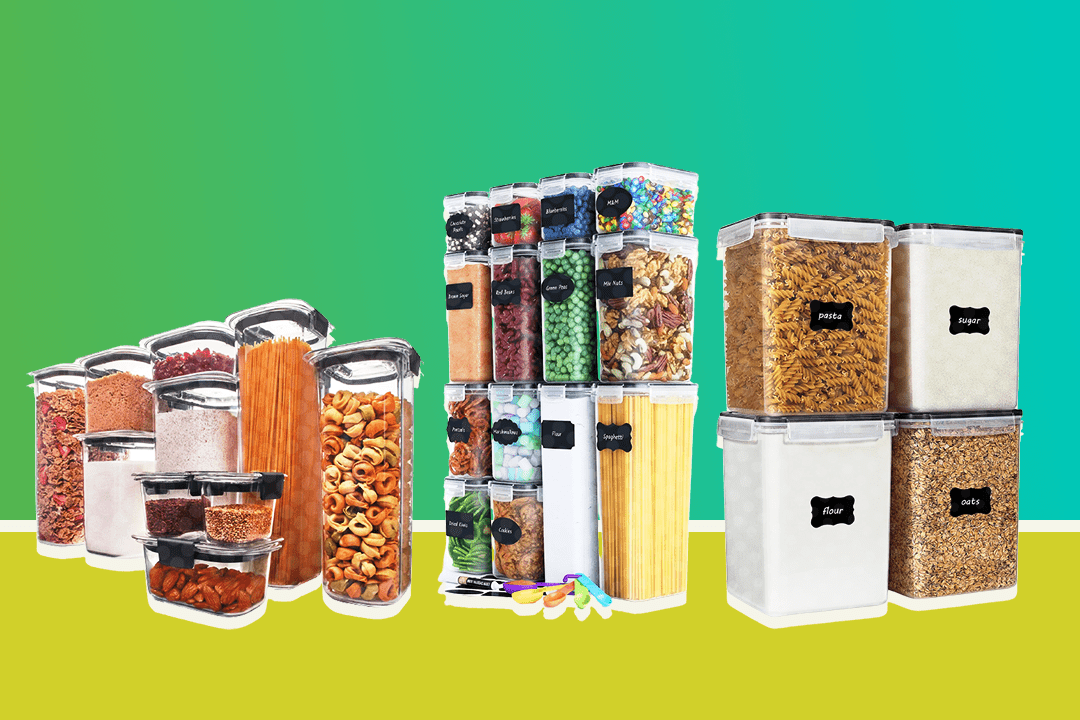 Colour Plastic Cereal Container Box Storage Slim Kitchen Dry Food Rice Pasta Tub 