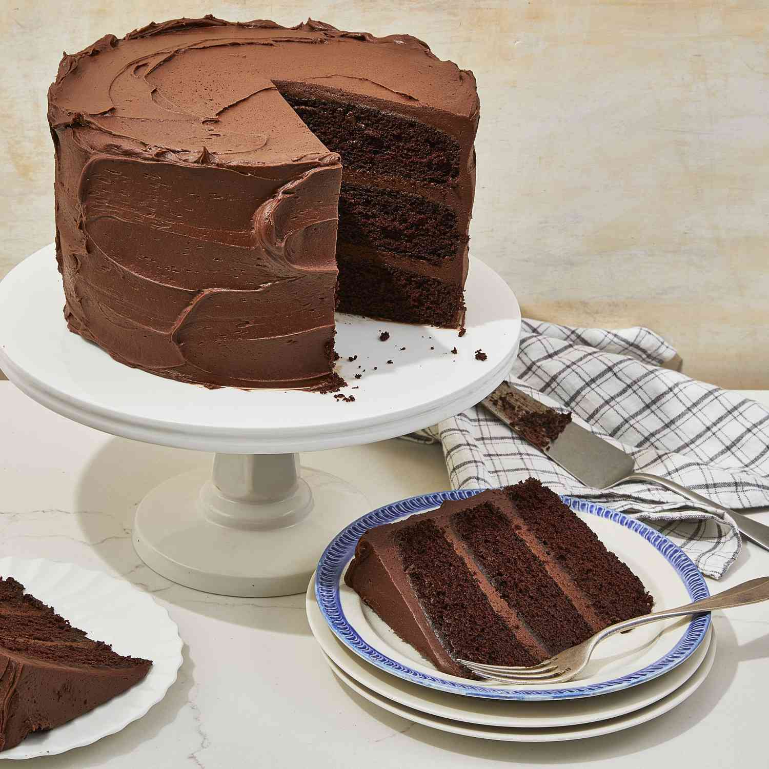 triple layer chocolate cake with chocolate frosting