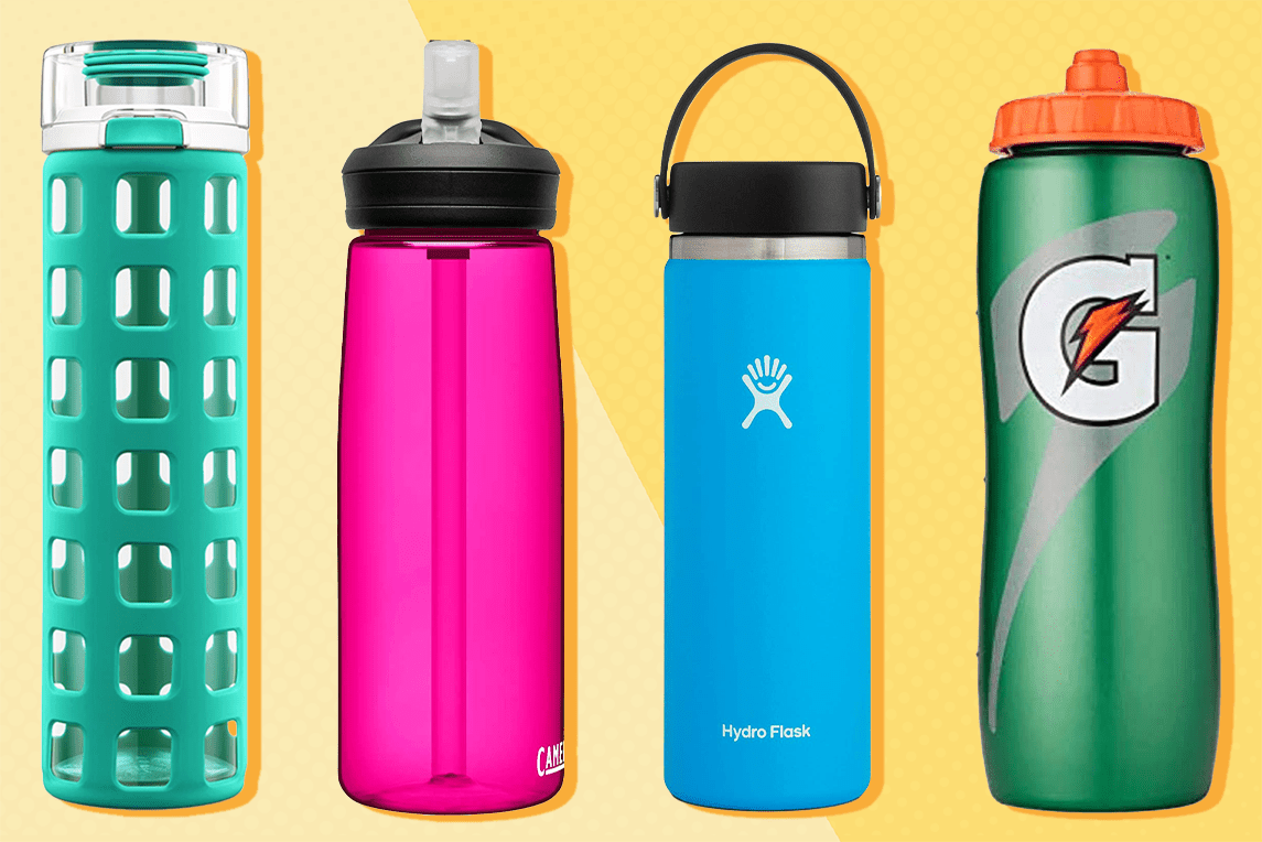 Summer breeze plastic reusable water bottles and cups on the go with lids 