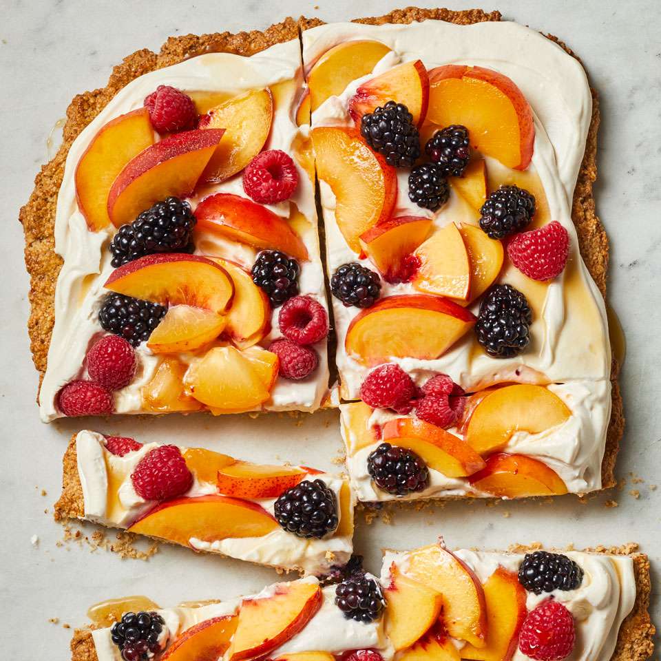 Almond Cookie Tart with Peaches & Berries