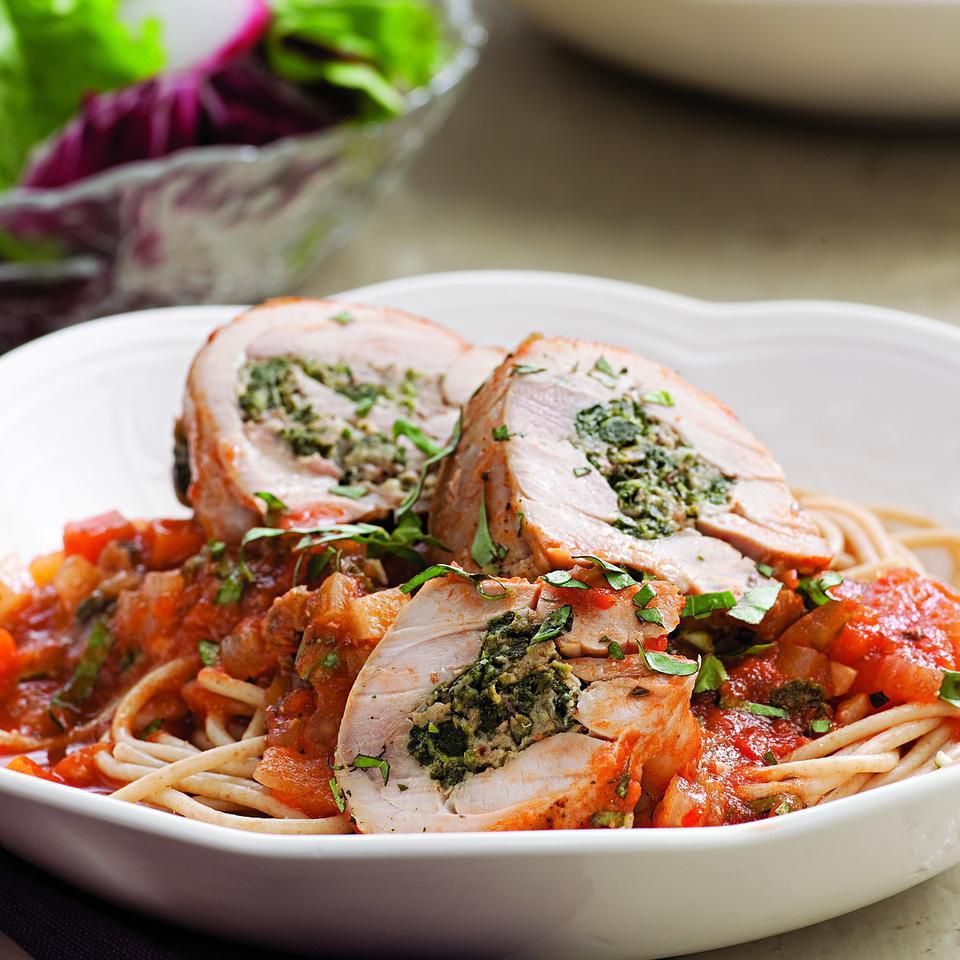 Stuffed Chicken Thighs Braised In Tomato Sauce Recipe Eatingwell