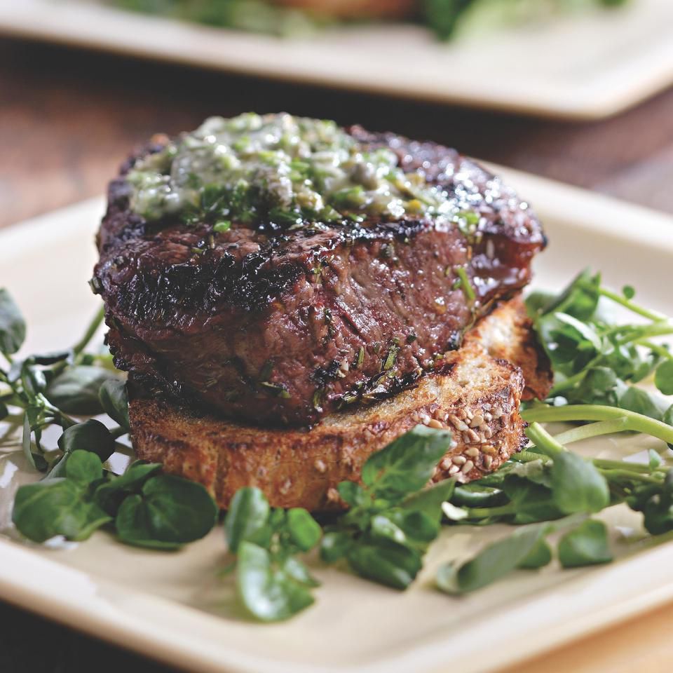 Grilled Filet Mignon With Herb Butter Texas Toasts Recipe Eatingwell
