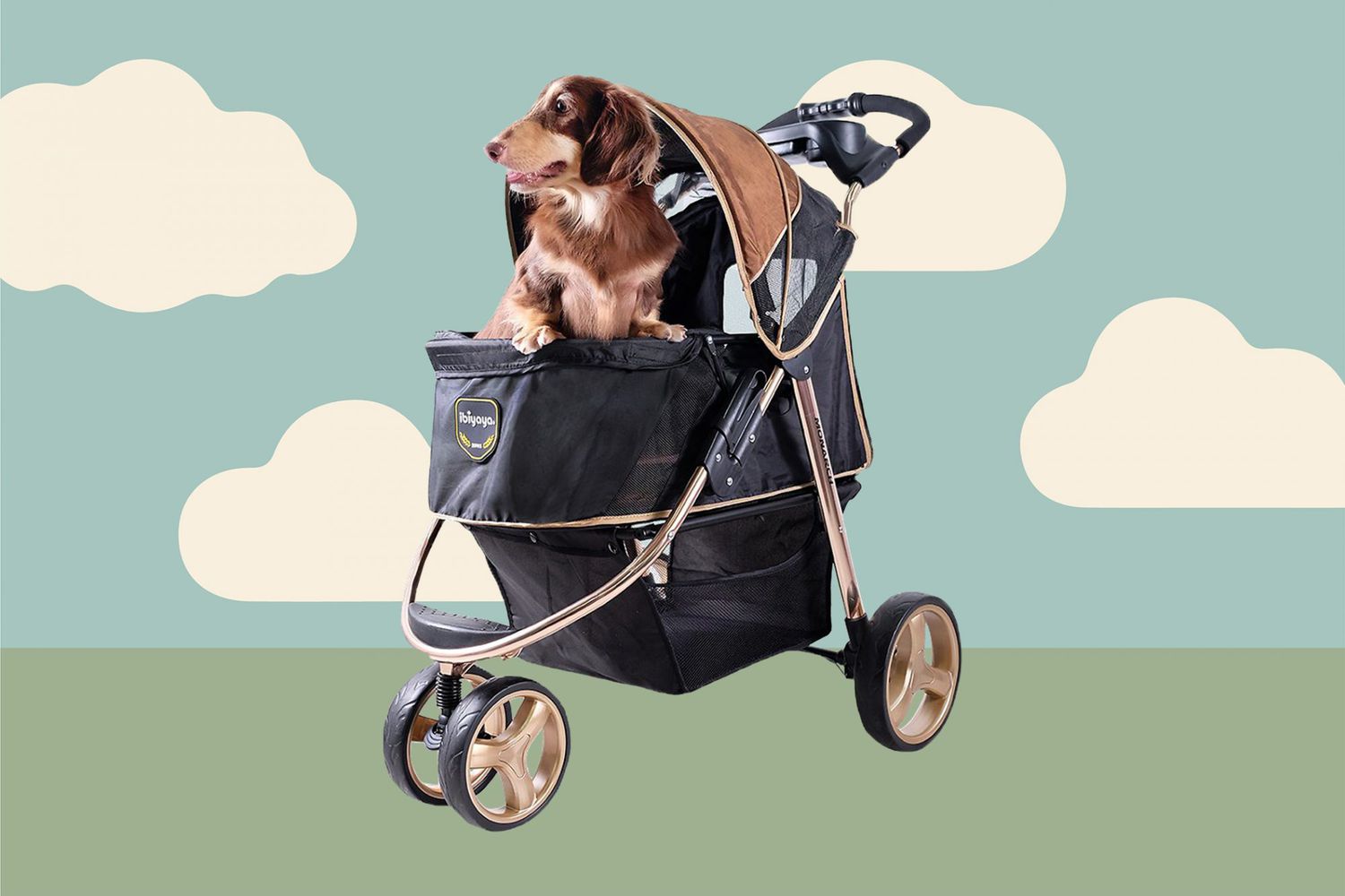 Deluxe 3-Wheel Pet Strollers for Small and Medium Cats Black Dogs Puppy BestPet Dog Stroller for Cat and Dog 