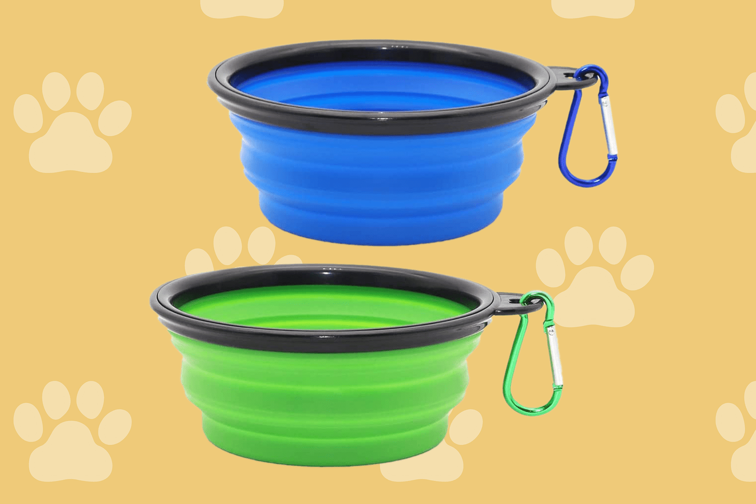 Collapsible Dog Bowl 2 Pack Portable Water Bowls for Cats & Dogs for Walking Hiking Traveling with 2 Carabiners 