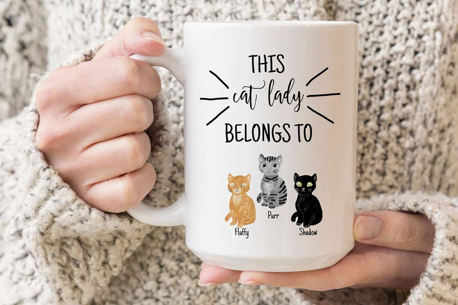 Cat Silhouette Mug-Funny Microwaveable Coffee Cup for Kitty Kitten Lovers-Owners 