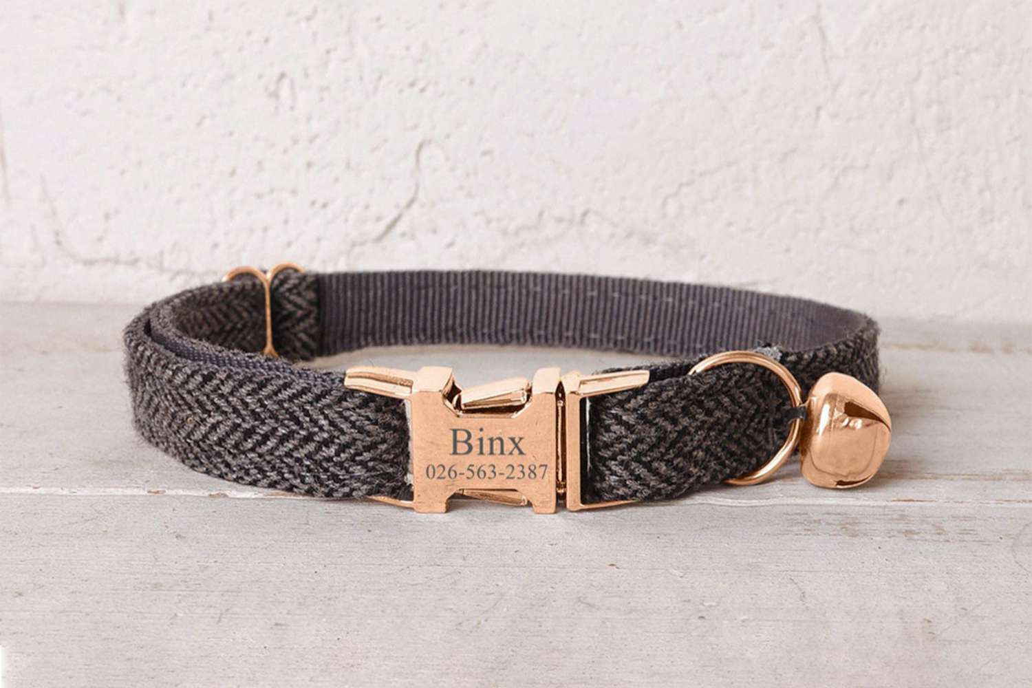 Handmade Personalized Off White Leather Dog Collar FREE Foil Embossed Name Rose Gold -Tone Hardware Choose Your Font 