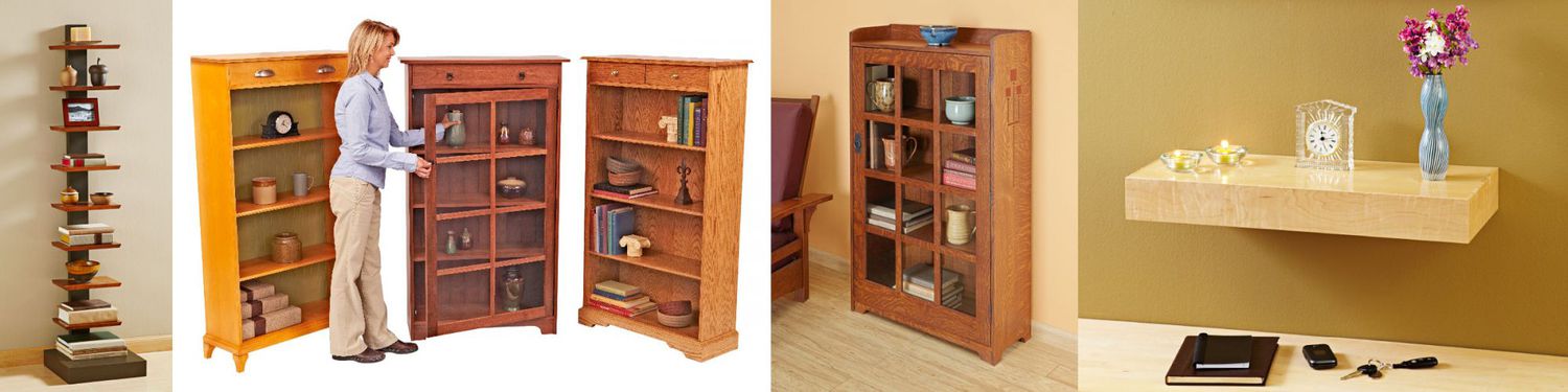 Built-with-a-tilt Book Nook Bookcase Woodworking Plan from WOOD