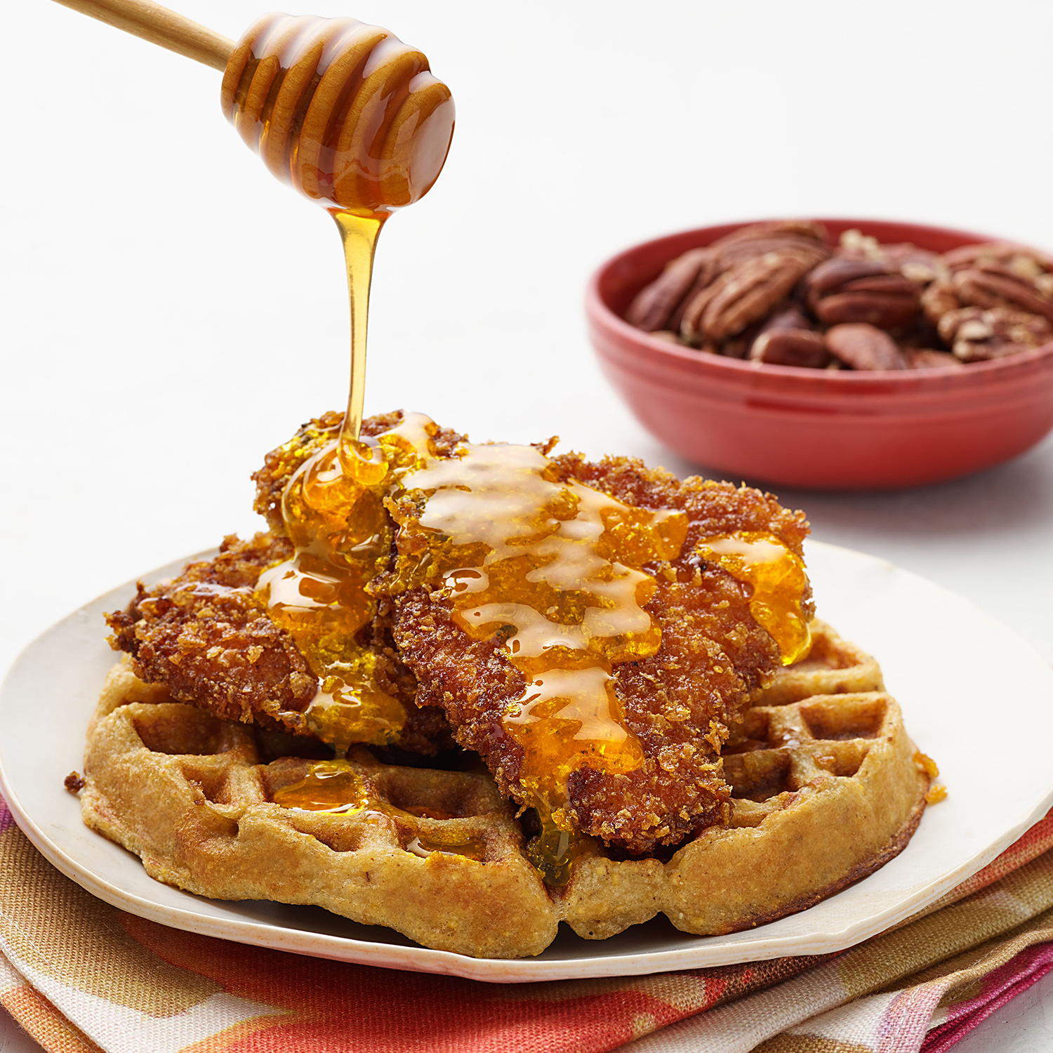 Cornflake Fried Chicken Waffles With Pecans Rachael Ray In Season