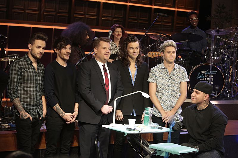 One Direction tattooed on James Corden's Late Late Show 