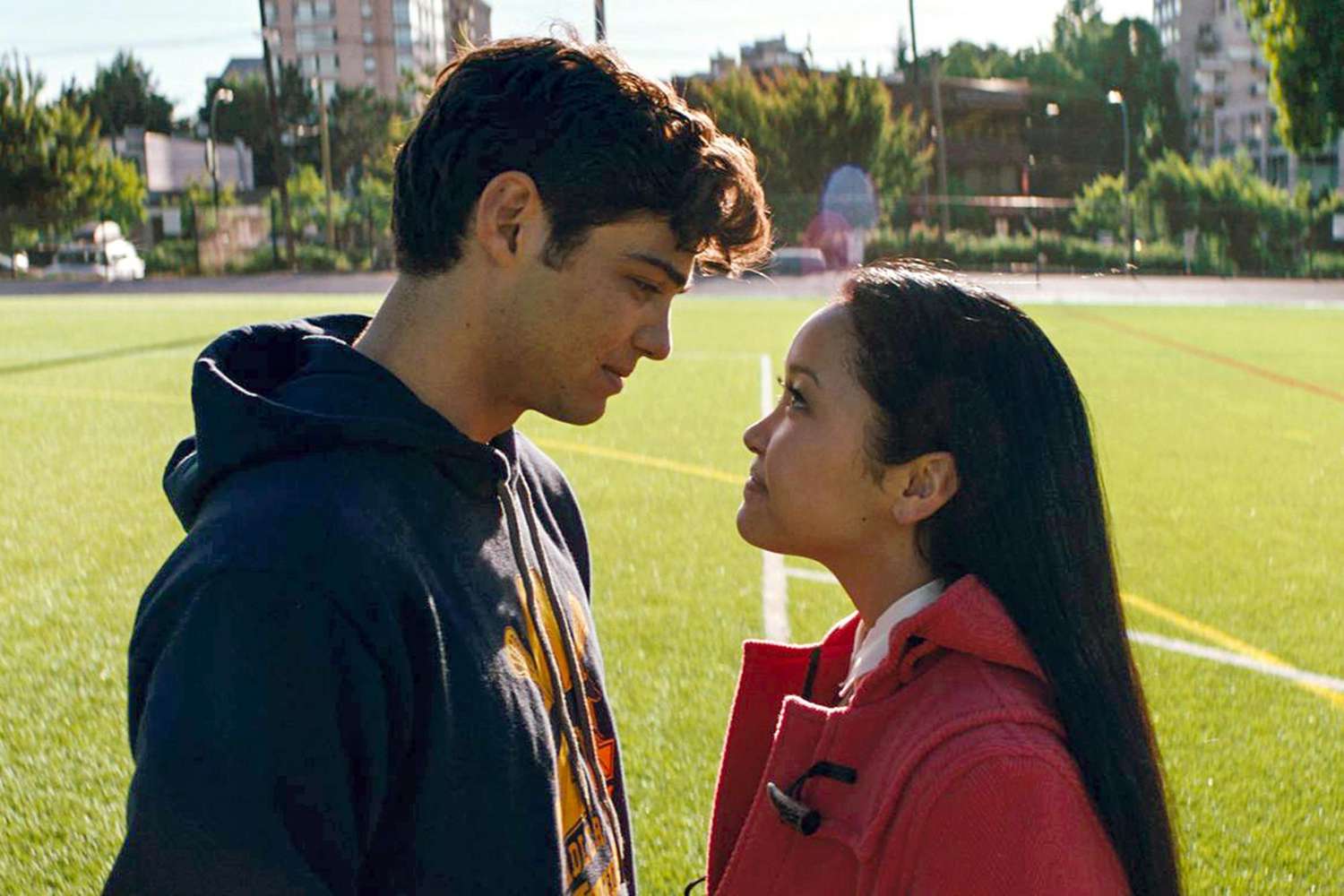 Johnson, Susan. To all the Boys I've Loved Before. 2018. Lara Jean and Peter looking at each other romantically on the soccer field.