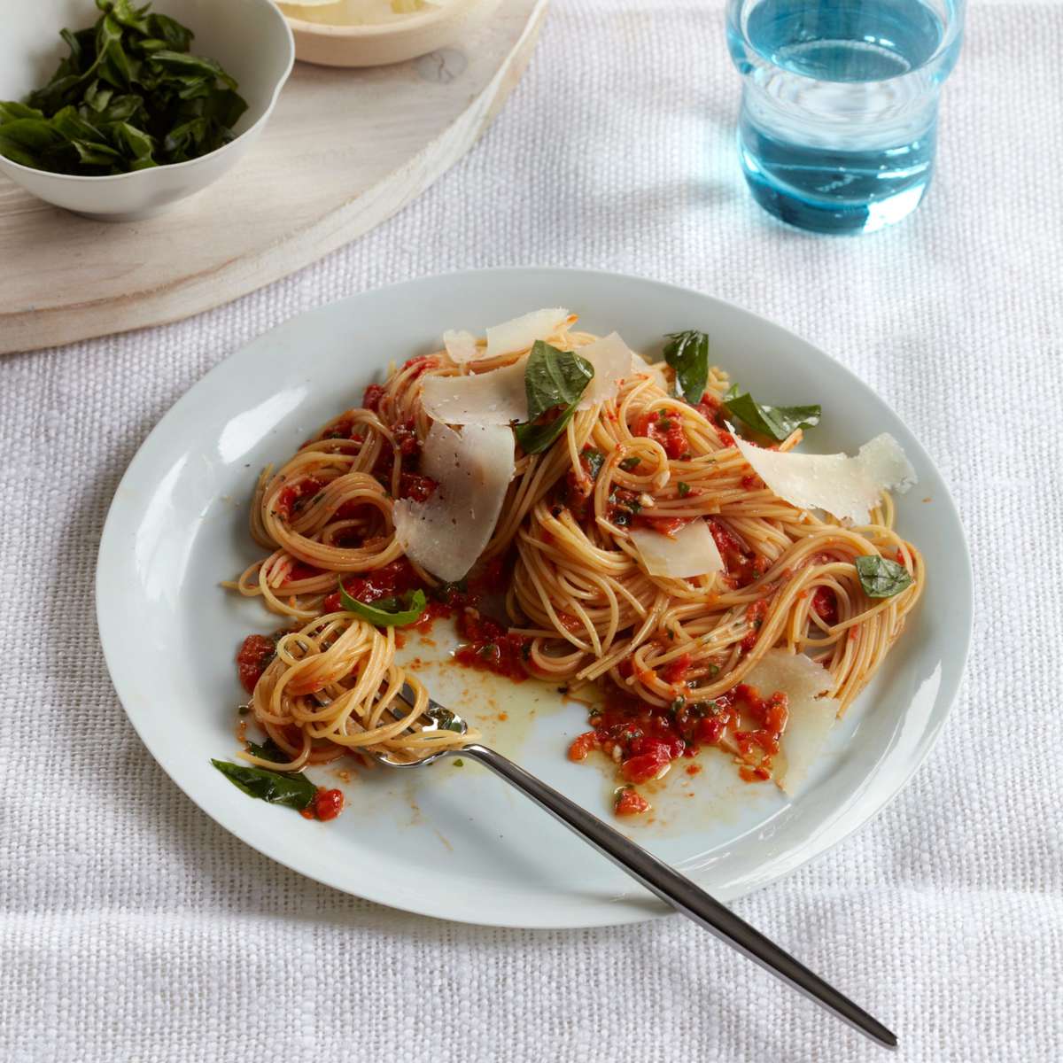 Angel Hair Pasta With Red Pepper Pesto And Basil Recipe Lachlan Mackinnon Patterson Food Wine