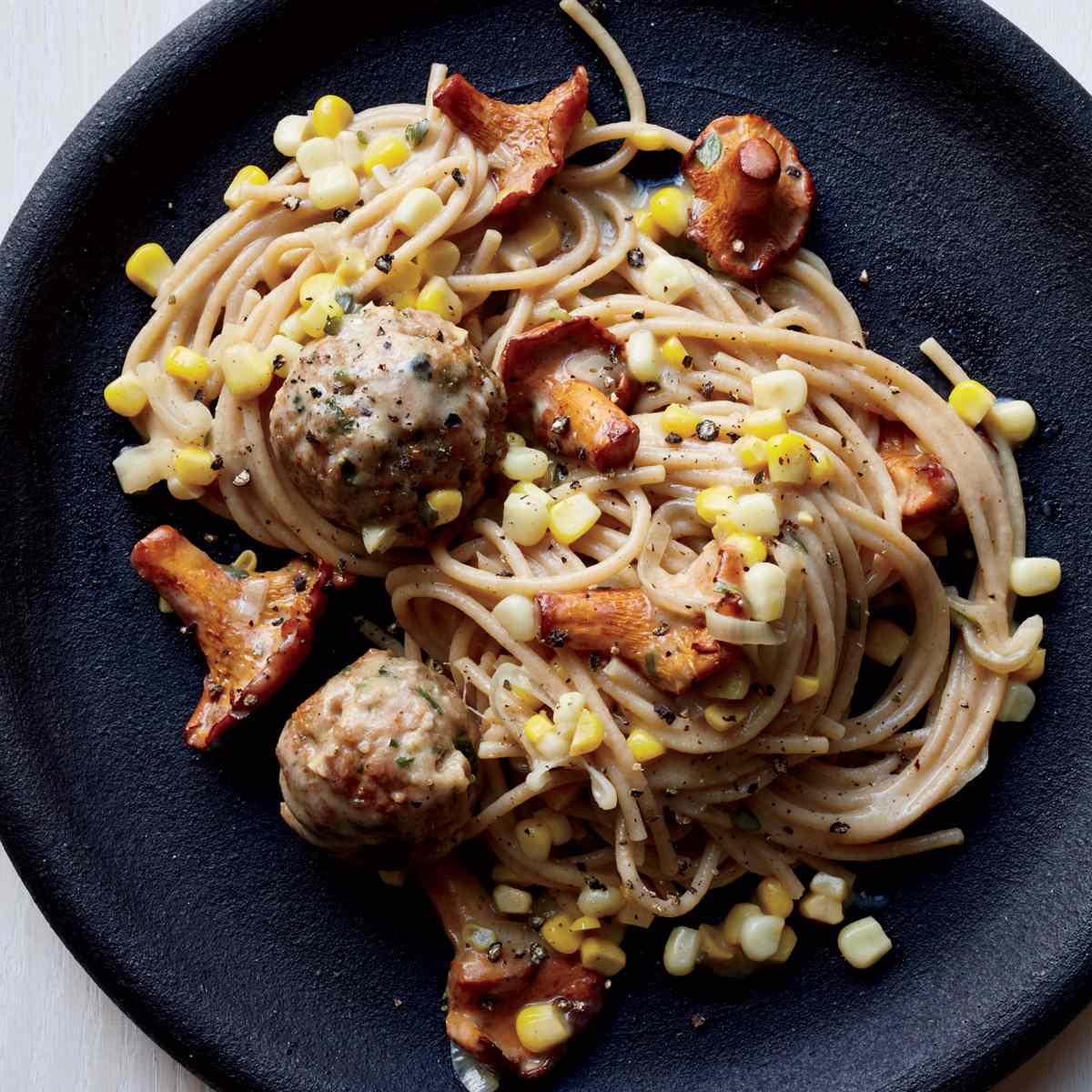 Whole Wheat Spaghettini With Pork Meatballs And Corn Cream Recipe Carmen Quagliata Food Wine