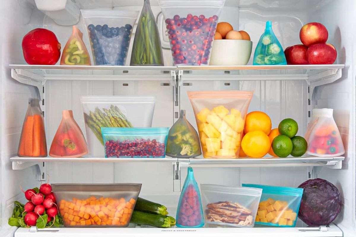 6 Large Reusable Silicone Zip Storage Food Bag Durable Dishwasher Safe 